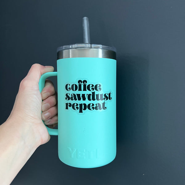 Coffee Sawdust Repeat Clear Sticker