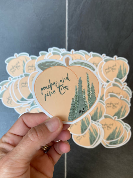 Peaches and Pine Trees Sticker