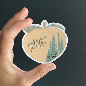 Peaches and Pine Trees Sticker
