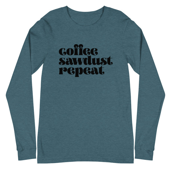 MAKER COLLECTION Coffee Sawdust Repeat Unisex Long Sleeve Tee