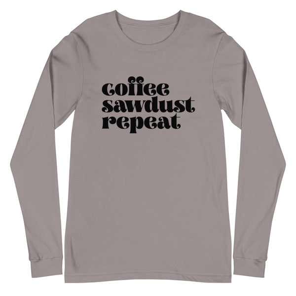 MAKER COLLECTION Coffee Sawdust Repeat Unisex Long Sleeve Tee