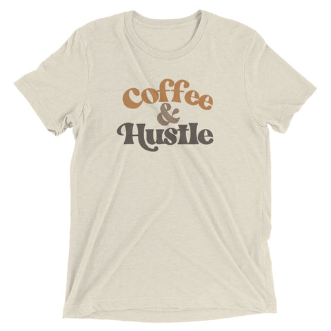Coffee & Hustle - Mustard/Coffee Tri-blend Unisex Short Sleeve Tee